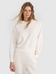 4F Bluza dresowa nierozpinana z modalem damska - biała XS. Białe bluzy z kapturem damskie 4f, l, z dresówki. W wyprzedaży za 79.99 zł.