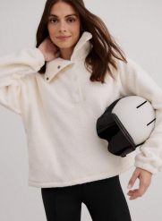 Damska bluza oddychająca z futerkową podszewką Polar Fleece Long Sleeve kremowa. Białe bluzy bez kaptura damskie Aim'n, s, z materiału. Za 508.00 zł.