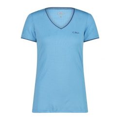 Koszulka damska CMP. Niebieskie bluzki damskie CMP, bez wzorów, z materiału, sportowe, bez kołnierzyka, bez ramiączek. W wyprzedaży za 89.55 zł.