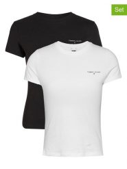 TOMMY JEANS Koszulki (2 szt.) w kolorze czarnym i białym rozmiar: XL. Białe t-shirty damskie Tommy Jeans, xl, bez wzorów, z bawełny, bez kołnierzyka. Za 144.92 zł.