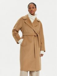 Weekend Max Mara Płaszcz wełniany Cascia 2425016082 Beżowy Regular Fit. Brązowe płaszcze damskie Weekend Max Mara, na zimę, bez wzorów, z kaszmiru. Za 6,749.00 zł.