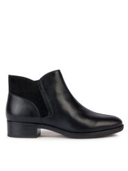 Geox Botki D Felicity D36G1D 04322 C9999 Czarny. Czarne botki damskie Geox, ze skóry, bez obcasa, na płaskiej podeszwie, bez zapięcia. Za 479.99 zł.