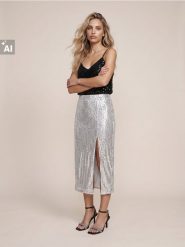 Koszulka z cekinami - czarny. Czarne t-shirty damskie Sinsay, l, bez wzorów, bez kołnierzyka. Za 39.99 zł.