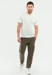 Spodnie bojówki, Comfort Fit R-HAMPTER. Zielone spodnie materiałowe męskie Volcano, bez wzorów, z bawełny. Za 199.99 zł.