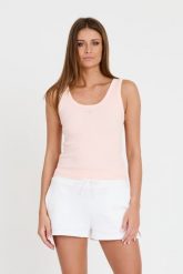 GUESS Różowy top Triangle Bling Rib Tank. Czerwone topy damskie Guess, s, z aplikacjami, bez kołnierzyka. W wyprzedaży za 152.99 zł.