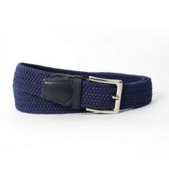 Elegancki pleciony pasek męski SOLIER SB08 granatowy. Niebieskie paski męskie bez wzorów, z jeansu, eleganckie. Za 49.99 zł.