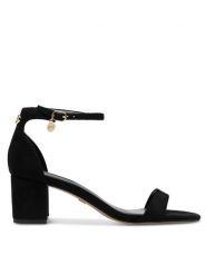 Nine West Sandały WFA2625-1 Czarny. Czarne sandały damskie Nine West, bez wzorów, ze skóry, bez obcasa, na słupku. Za 219.99 zł.