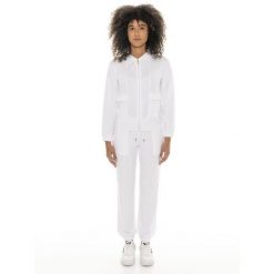 Bluza wygodny z kaptur na co dzień na siłownię. Białe bluzy sportowe damskie LEONE 1947 APPAREL, bez wzorów, z bawełny, bez ramiączek, bez kaptura. W wyprzedaży za 224.31 zł.