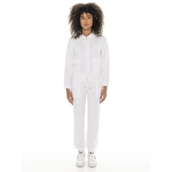 Bluza wygodny z kaptur na co dzień na siłownię. Białe bluzy sportowe damskie LEONE 1947 APPAREL, z bawełny. W wyprzedaży za 273.65 zł.