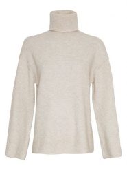 MOSS COPENHAGEN Sweter w kolorze beżowym rozmiar: S/M. Brązowe golfy damskie MOSS COPENHAGEN, m, bez wzorów, bez ramiączek. Za 170.87 zł.
