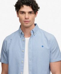 Superdry Koszula Preppy Oxford krótki rękaw – 100% Bawełna organiczna, luźny. Niebieskie koszule damskie Superdry., xl, bez wzorów, z bawełny, klasyczne, bez kołnierzyka, bez ramiączek. Za 282.85 zł.