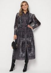 Czarna Rozkloszowana Sukienka w Koszulowym Stylu z Dodatkiem Bawełny oraz Paskiem Merilisse. Czarne sukienki damskie Born2be, m, bez wzorów, z bawełny, bez kołnierzyka, bez ramiączek, maxi, koszulowe. W wyprzedaży za 215.99 zł.