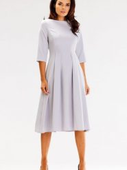 Sukienka Model A620 Grey - awama. Szare sukienki damskie Awama, l, bez wzorów, z elastanu, bez kołnierzyka, plus size, bez ramiączek, rozkloszowane. Za 256.23 zł.