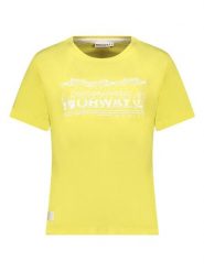 Geographical Norway Koszulka w kolorze żółtym rozmiar: S. Żółte bluzki damskie Geographical Norway, s, bez wzorów, z bawełny, bez kołnierzyka, bez ramiączek. Za 83.81 zł.