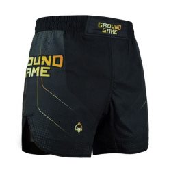 Lekkie spodenki do MMA i BJJ Ground Game Gold 2.0 męskie. Czarne szorty męskie GROUND GAME, bez kołnierzyka. Za 189.99 zł.