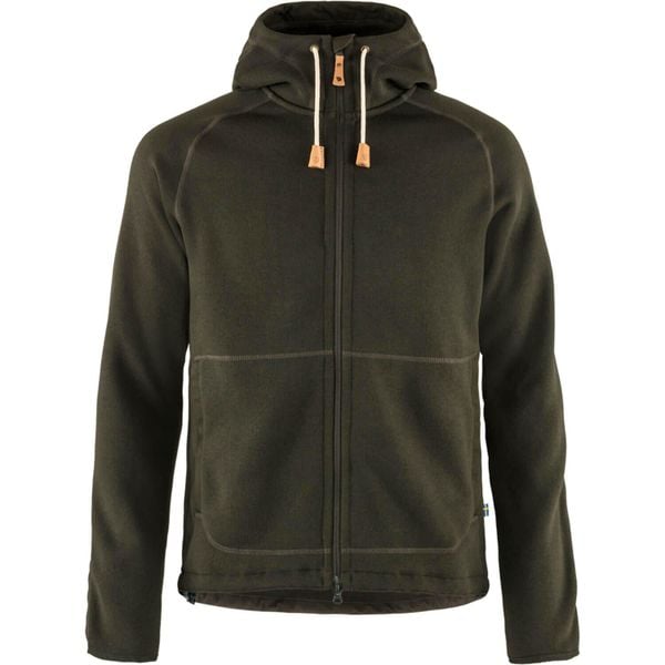 Bluza z kapturem Fjallraven Ovik Fleece Hoodie. Zielone bluzy z kapturem męskie Fjällräven, na lato, s, z bawełny. Za 689.69 zł.