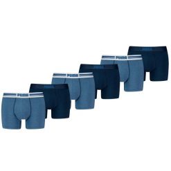 Bielizna - Logo - 6 szt. - Jeans. Niebieskia bokserki męskie Puma, bez wzorów, z bawełny. Za 329.62 zł.