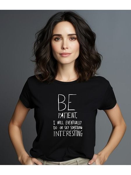 WOOOP Koszulka "Be patient" w kolorze czarnym rozmiar: XXL. Czarne t-shirty damskie Wooop, xxl, bez wzorów, z bawełny, bez kołnierzyka. Za 56.99 zł.