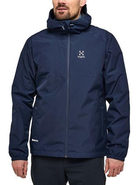 Haglöfs Kurtka przeciwdeszczowa "Kaise GTX" w kolorze granatowym rozmiar: M. Niebieskie kurtki outdoor męskie Haglöfs, m, bez wzorów, bez kaptura. Za 874.39 zł.
