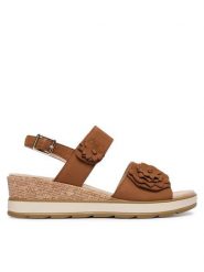 Caprice Sandały 9-28711-46 Brązowy. Brązowe sandały damskie Caprice, bez wzorów, z nubiku, bez obcasa, na koturnie. Za 235.99 zł.