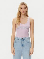 Guess Top W5GP29 KA0H1 Różowy Regular Fit. Czerwone topy damskie Guess, s, z aplikacjami, z bawełny, bez kołnierzyka. Za 109.99 zł.