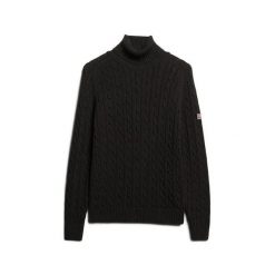 Sweter na plecionce z golfem damski Superdry. Brązowe golfy damskie Superdry., bez wzorów, ze splotem, bez ramiączek. Za 346.50 zł.