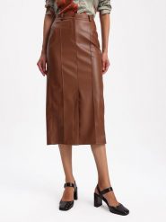 BGN Spódnica w kolorze jasnobrązowym rozmiar: 40. Brązowe spódniczki damskie BGN, bez wzorów, z podwyższonym stanem, midi, proste. Za 52.17 zł.