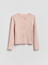 Koszulka z kokardkami - pastelowy róż. Czerwone koszulki dziewczęce Reserved, bez wzorów, z bawełny, bez ramiączek. Za 32.99 zł.