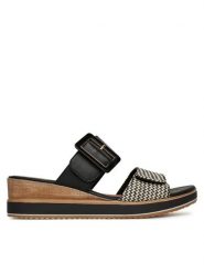 Remonte Klapki D6463-03 Czarny. Czarne klapki damskie Remonte, bez wzorów, ze skóry, bez obcasa. Za 349.99 zł.