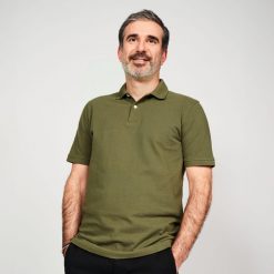 Koszulka polo do golfa z krótkim rękawem męska Inesis MW500. Zielone koszulki polo męskie INESIS, m, bez wzorów, z bawełny, bez ramiączek. Za 59.99 zł.