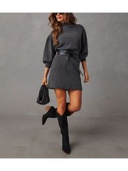 Milan Kiss Sukienka dzianinowa w kolorze antracytowym rozmiar: S. Czarne sukienki damskie Milan Kiss, na co dzień, s, bez wzorów, z dzianiny, bez kołnierzyka, bez ramiączek, mini, proste. Za 165.99 zł.