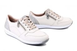 RIEKER N1100-80 white combination, półbuty damskie. Brązowe półbuty damskie Rieker, bez wzorów, bez obcasa. Za 379.90 zł.