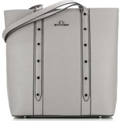 Torebka damska. Czarne shopper bag damskie Wittchen, bez wzorów, ze skóry, z tłoczeniem, bez dodatków. W wyprzedaży za 399.90 zł.