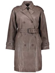 Apple of Eden Skórzany płaszcz w kolorze szarym rozmiar: 40. Szare płaszcze damskie Apple of Eden, bez wzorów, ze skóry. Za 551.65 zł.