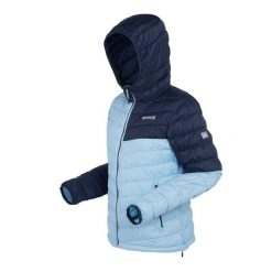 Kurtka turystyczna damska Hooded Hillpack II pikowana. Niebieskie kurtki damskie Regatta, bez wzorów, z materiału, bez kaptura. Za 280.45 zł.