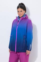 Damskie Kurtka przeciwdeszczowa lekka wodoszczelna kaptur kieszenie na zamek. Niebieskie kurtki damskie Ulla Popken, plus size, bez wzorów, z materiału, z kapturem. Za 389.99 zł.
