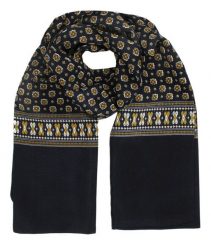 Męski Szalik Elegancki, Miękki, Dwustronny, Śliski - ALTIES - Granatowy w Geometryczny Wzór. Niebieskie szaliki męskie Alties, na zimę, bez wzorów, z materiału. Za 55.00 zł.
