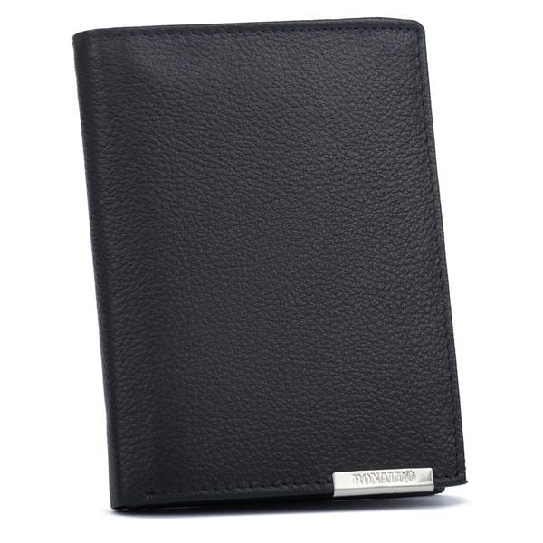 Duży, skórzany portfel męski w czarnym kolorze bez zapięcia zewnętrznego - 4U Cavaldi. Czarne portfele męskie 4U Cavaldi, bez wzorów, ze skóry. Za 45.00 zł.