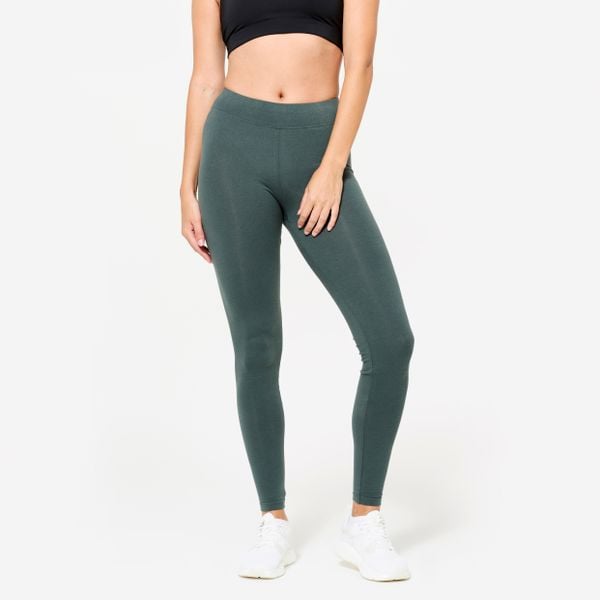 Legginsy fitness damskie Domyos slim. Brązowe legginsy damskie DOMYOS, s, bez wzorów, z bawełny, na fitness i siłownię. Za 49.99 zł.