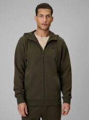 4F Bluza dresowa regular z kapturem męska - khaki L. Brązowe bluzy z kapturem męskie 4f, l, z bawełny. Za 169.99 zł.