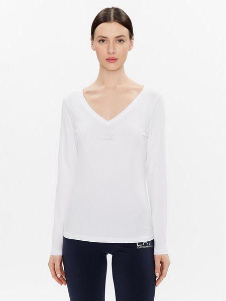 EA7 Emporio Armani Bluzka 8NTT52 TJFKZ 0101 Biały Regular Fit. Białe bluzki damskie EA7 Emporio Armani, xs, bez wzorów, z bawełny, bez ramiączek. Za 169.99 zł.