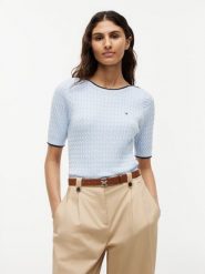 Tommy Hilfiger koszulka z dzianiny Kobiety Bawełna (100%) niebieski, XL. Niebieskie topy sportowe damskie Tommy Hilfiger, xl, bez wzorów, z bawełny, bez ramiączek. Za 489.95 zł.