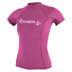 Koszulka do pływania damska O'Neill Basic Skins Rash Guard. Białe bluzki damskie O'neill, s, bez wzorów, sportowe, bez kołnierzyka, bez ramiączek. Za 99.99 zł.