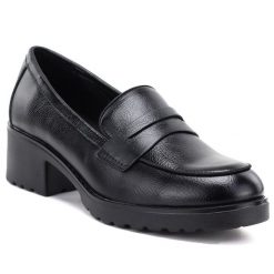 Półbuty damskie mokasyny na obcasie czarne Potocki SZ12870. Czarne mokasyny damskie POTOCKI, ze skóry ekologicznej. Za 139.99 zł.
