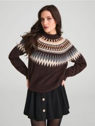 Sweter - brązowy. Brązowe swetry klasyczne damskie Sinsay, l, bez kołnierzyka. Za 59.99 zł.