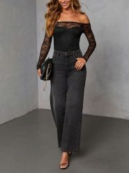 Milan Kiss Top w kolorze czarnym rozmiar: XL. Czarne topy damskie Milan Kiss, xl, bez wzorów, z koronki, bez kołnierzyka. Za 126.15 zł.