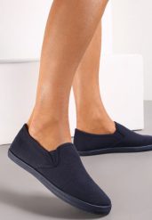 Granatowe Wsuwane Tenisówki Materiałowe Jaylisa. Niebieskie trampki i tenisówki damskie Renee, bez wzorów, z materiału. Za 39.99 zł.