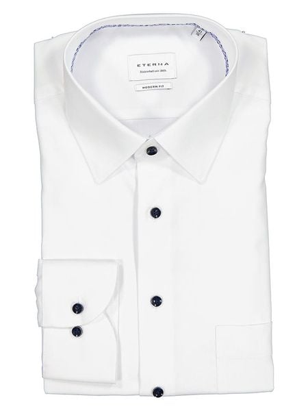 Eterna Koszula - Modern fit - w kolorze białym rozmiar: 45. Białe koszule męskie Eterna, bez wzorów, z bawełny, bez kołnierzyka, bez ramiączek. Za 101.23 zł.