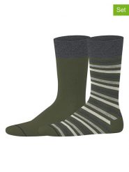ESPRIT Skarpety (2 pary) "Stripe" w kolorze khaki rozmiar: 39-42. Brązowe skarpetki męskie Esprit, bez wzorów, ze splotem. Za 21.99 zł.