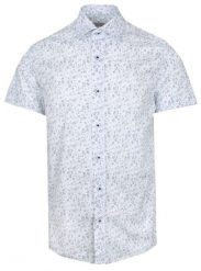 Męska Koszula Typu Casual (Weekendowa) - Pako Jeans - Biała, Drobne Listki. Białe koszule męskie Pako Jeans, l, bez wzorów, z bawełny, bez kołnierzyka, bez ramiączek. Za 169.00 zł.